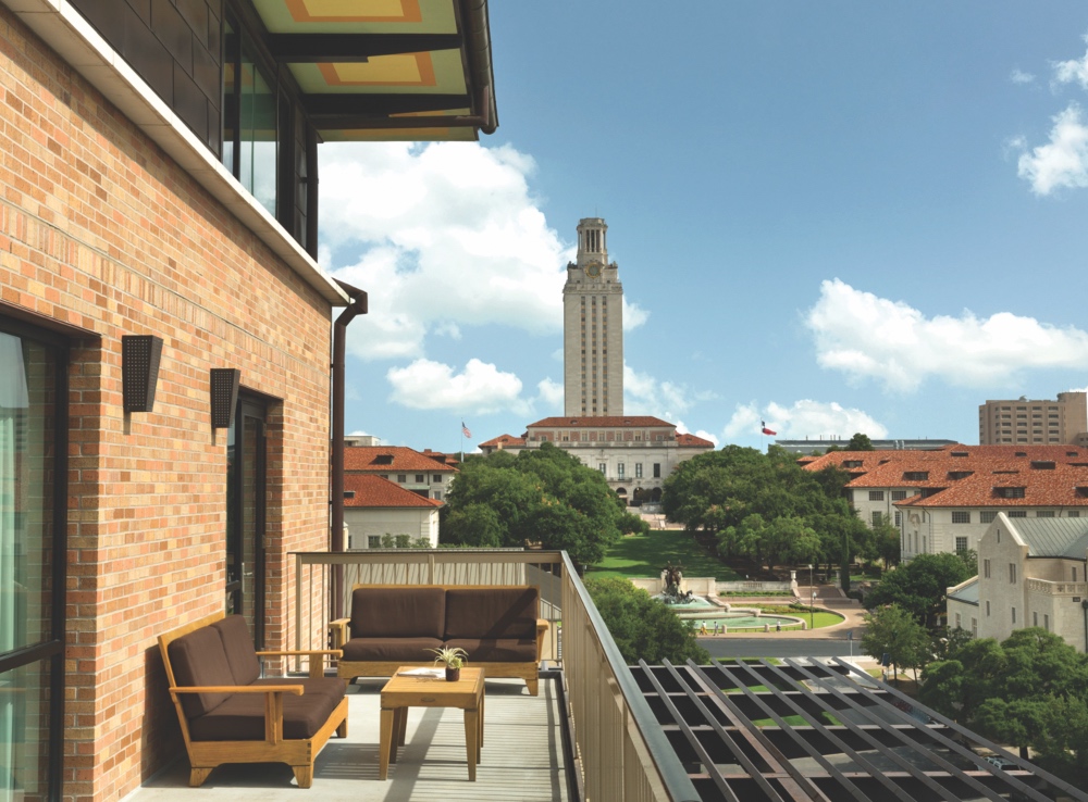 Balcony view at the AT&T Hotel and Conference Center at the University of Texas at Austin. June 23, 2023