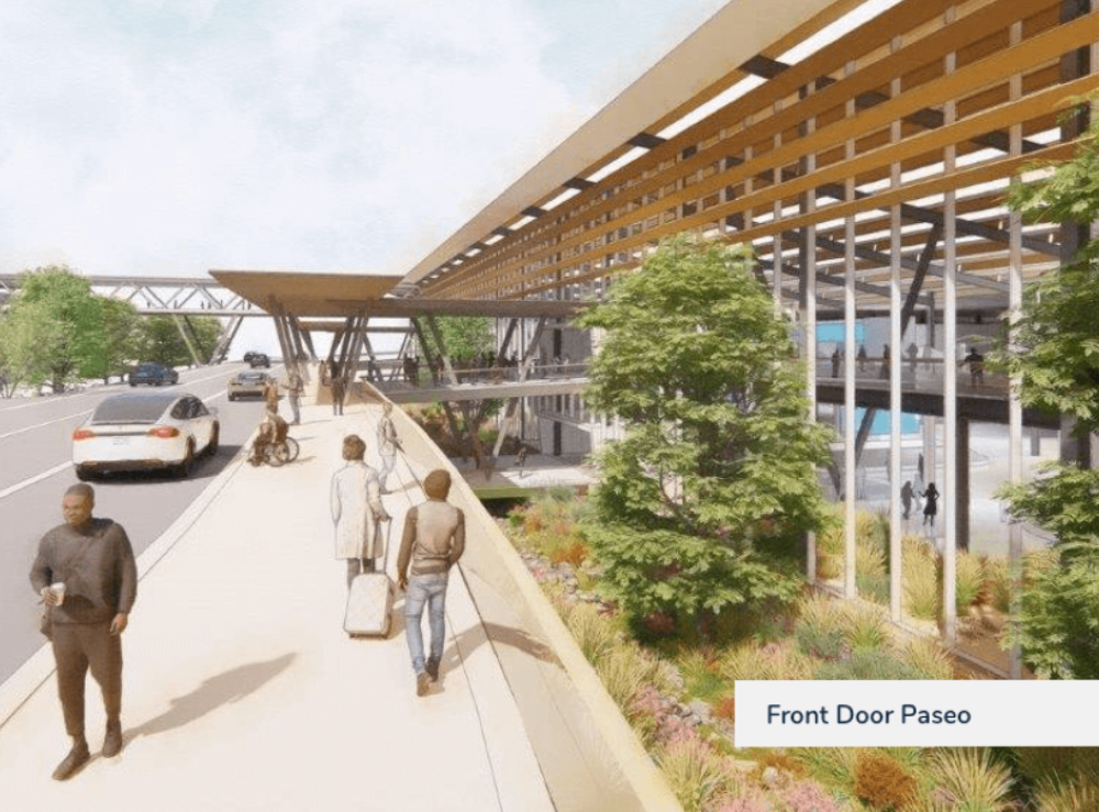 rendering of an airport terminal in daylight in San Antonio