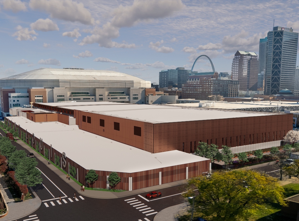 Rendering of renovated America's Center Convention Complex exterior. May 15, 2024