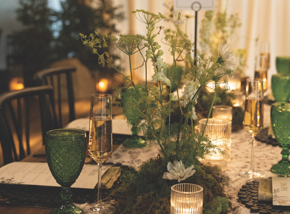 Tablescape from gourmet glamping dinner at Sheraton Denver Downtown Hotel