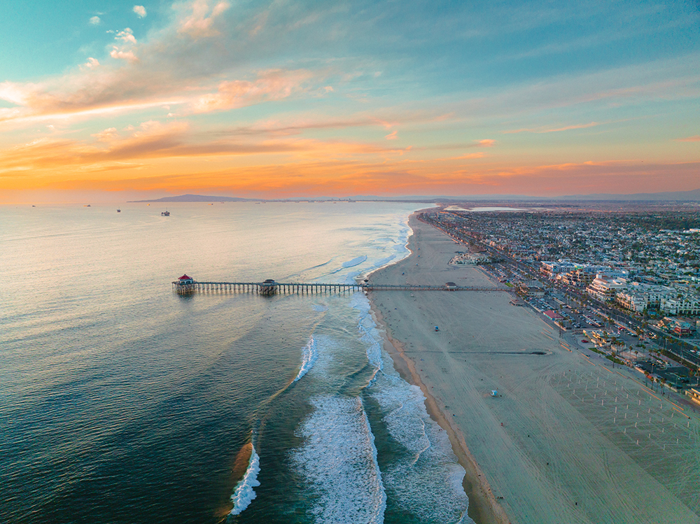 Huntington Beach landscape during sunset