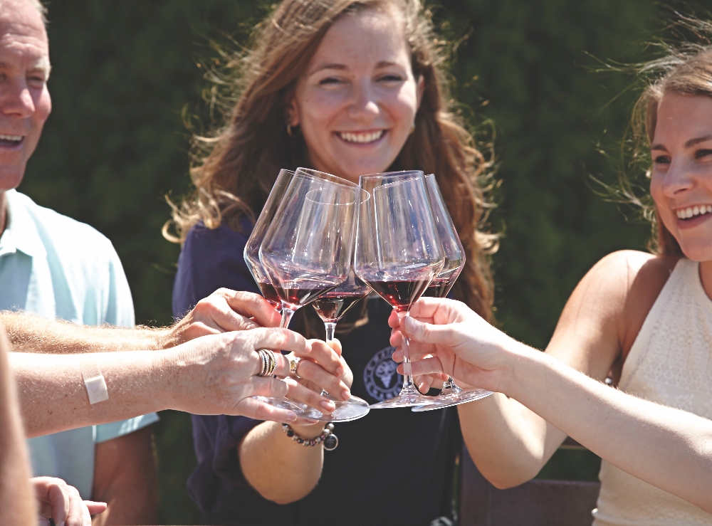 A toast at Chateau Chantal near Traverse City
