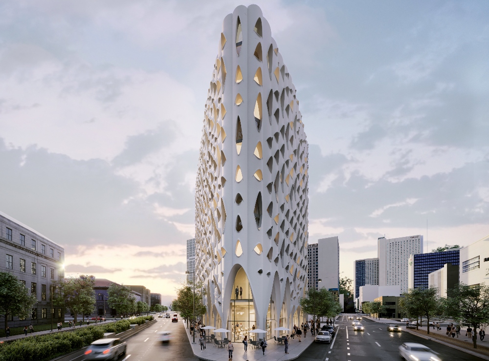 Rendering of Populus hotel exterior in Denver. April 18, 2025