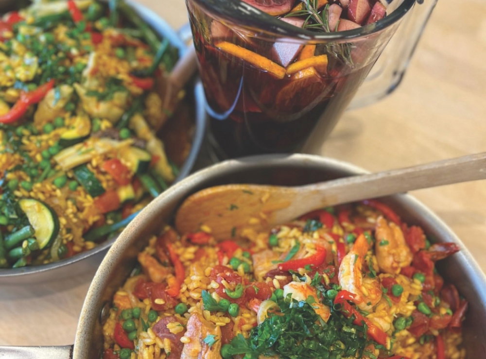 Paella and sangria at Prep Cooking Classes in Seal Beach