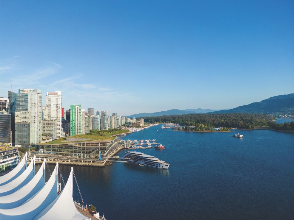 Rendering of Sunborn Vancouver floating hotel, to be connected to the Vancouver Convention Centre in British Columbia