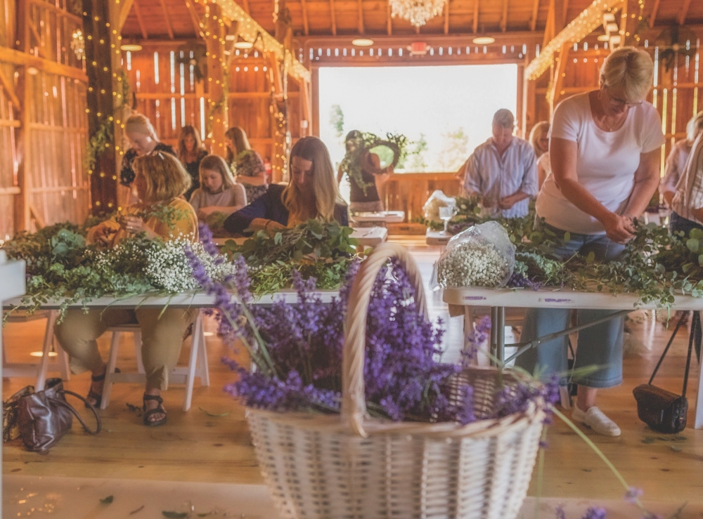 Wreath making at Lavender Hill Farm in Boyne City in the Petoskey area