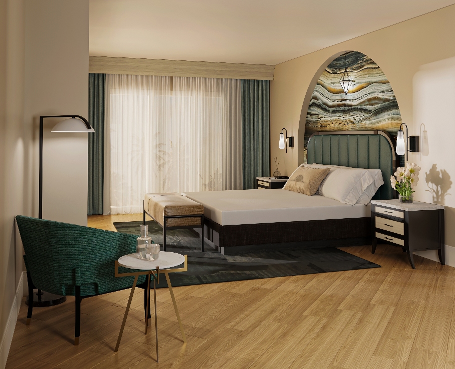 Rendering of updated Palm Beach Marriott Singer Island Beach Resort & Spa guest room