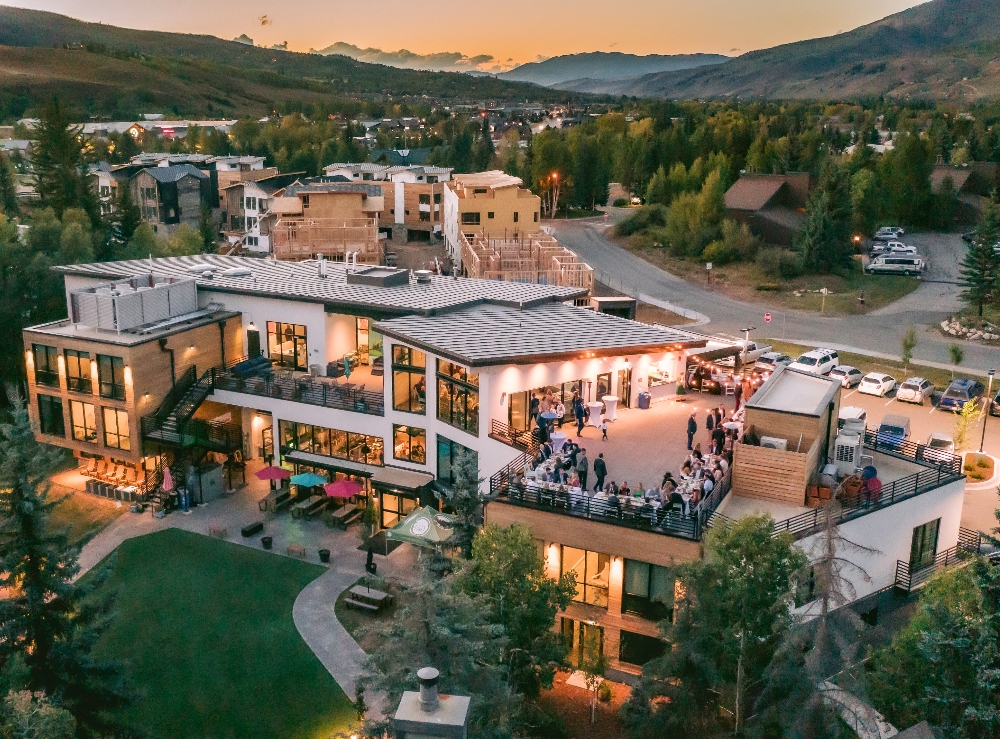 Aerial view of The Block Hotel & Commons in Silverthorne. October 22, 2025