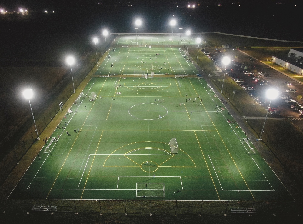 Aerial view of sports fields at Iron Peak Sports & Events in Hillsborough Township, New Jersey. October 30, 2025