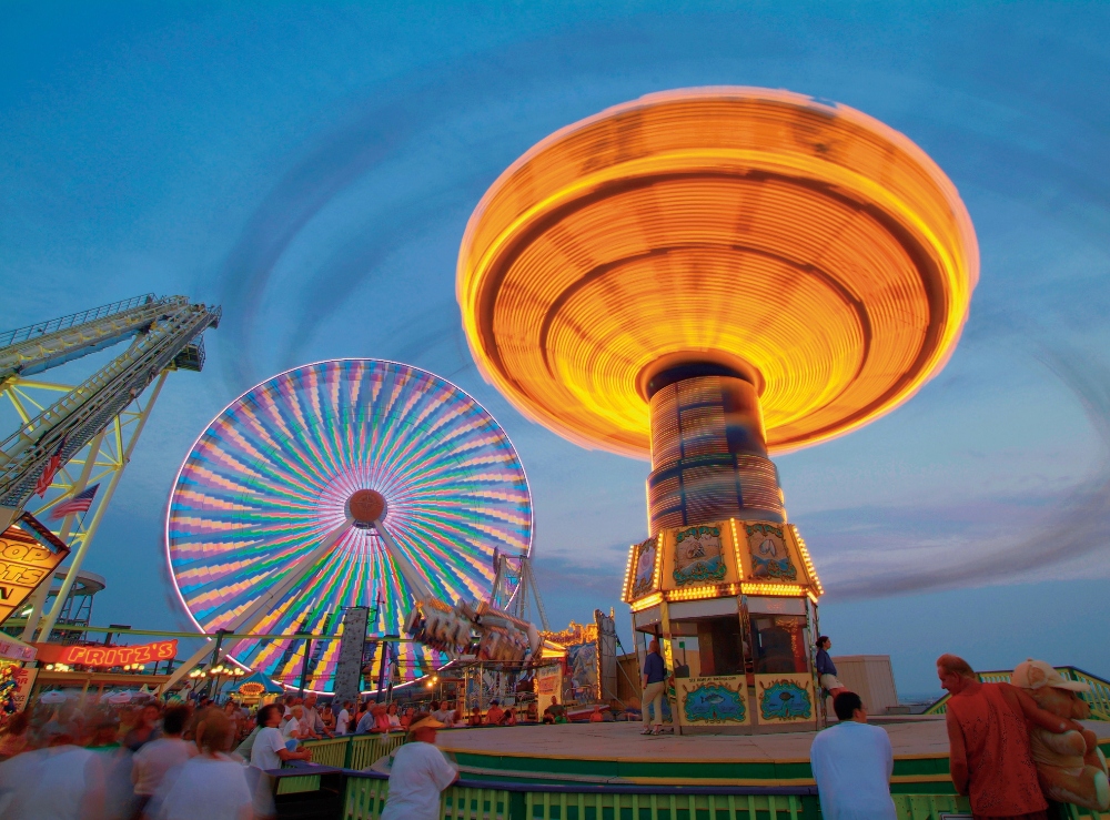 Amusement park rides at the Wildwoods Boardwalk in Wildwood, New Jersey. October 30, 2025