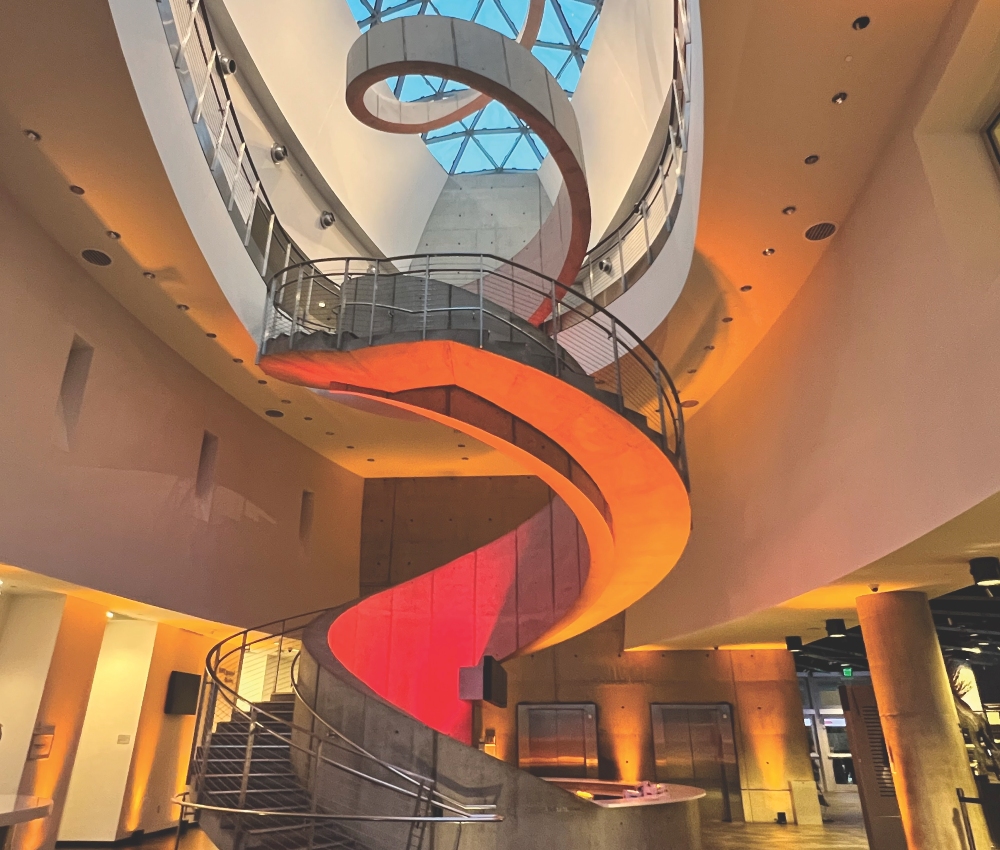Striking spiral staircase at unconventional venue The DalĂ Museum in St. Petersburg, Florida