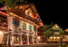 Meetings Made Memorable in Michigan’s Little Bavaria Bavarian Inn Lodge exterior at night