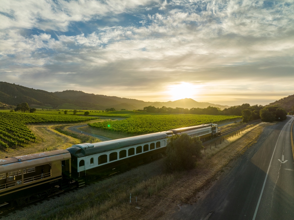 The Napa Valley Wine Train takes groups on a journey through breathtaking Wine Country