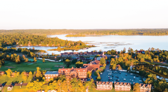 Elevate Your Meeting at an Award-Winning Lakeside Destination Madden’s on Gull Lake aerial photo