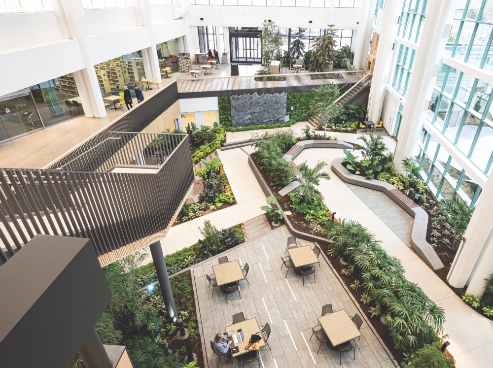 4.23.26 Indoor garden at Woodbury Central Park building in Woodbury, MN