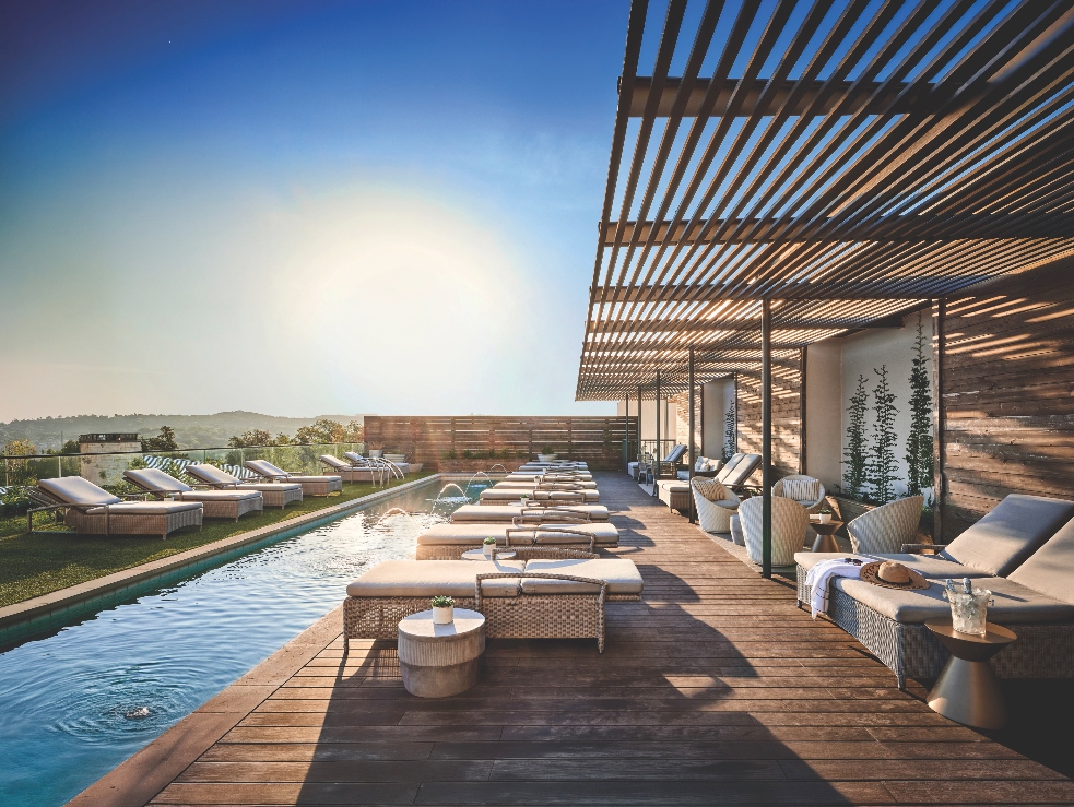 Outdoor pool with Texas Hill Country scenery at<br /> Omni Barton Creek Resort & Spa