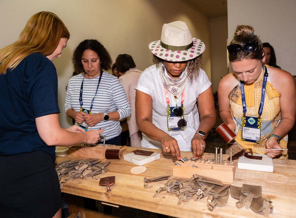 Visit Houston's leather branding station at the MPI WEC 2026 opening celebration. June 9, 2026