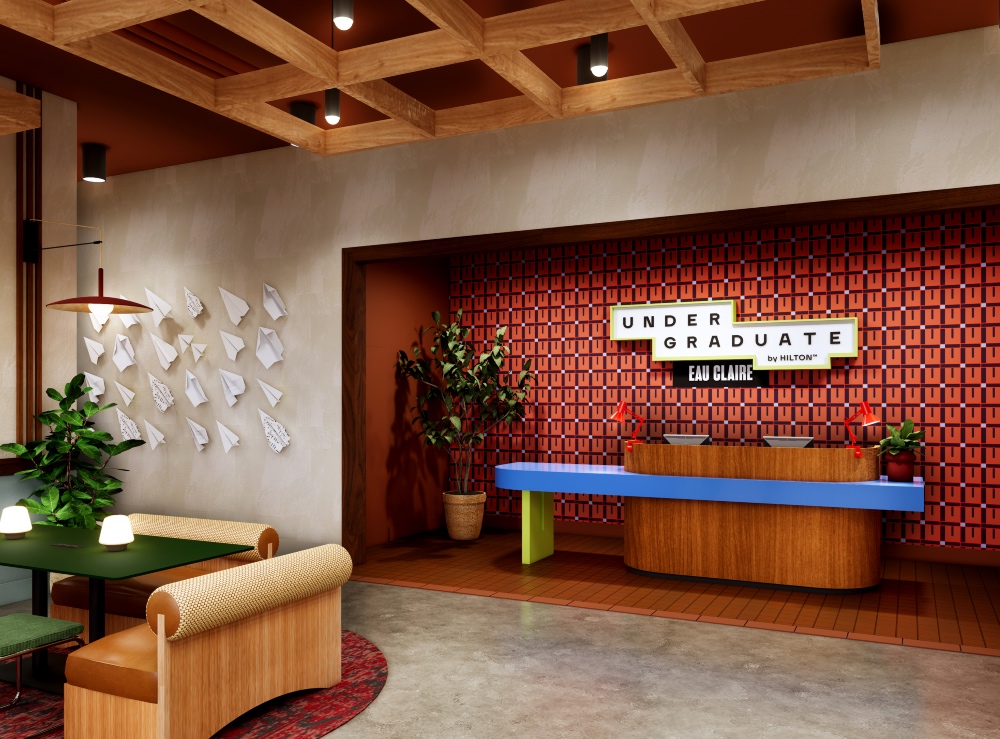 6.1.26 Rendering of a lobby of an Undergraduate by Hilton hotel || Courtesy of Hilton