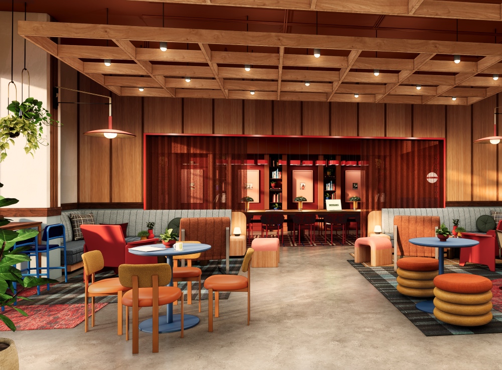6.1.26 Undergraduate by Hilton lounge rendering || Courtesy of Hilton