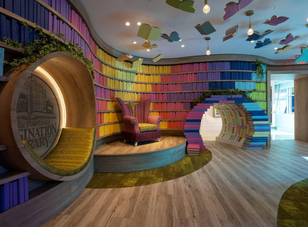 Imagination Library area, rentable for up to 40 attendees, at the Dolly's Life of Many Colors Museum